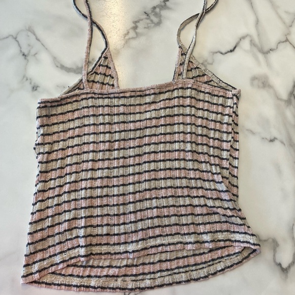 Zara top, pink and black striped knitted tank top size medium - Picture 8 of 16